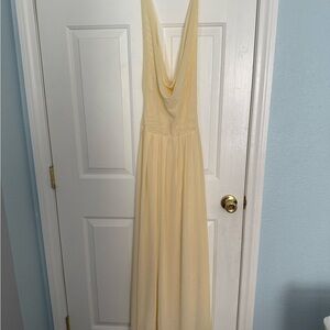 SHEIN Butter Yellow Cream Chiffon Backless Dress- Size S (US 4)